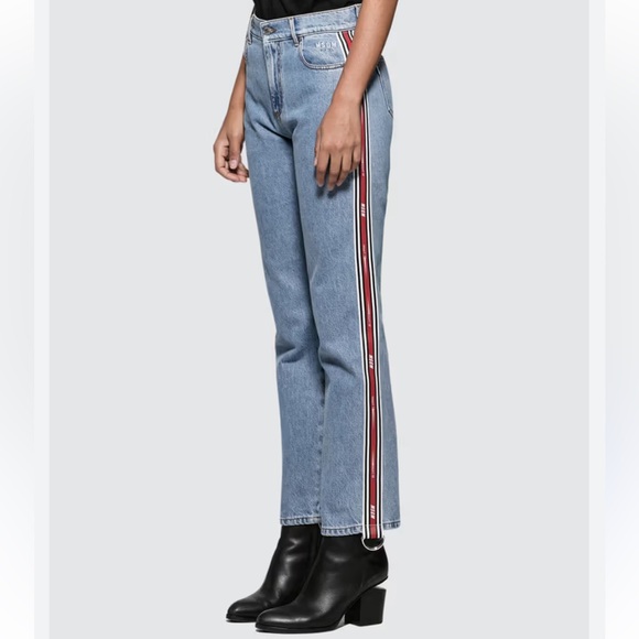 MSGM RIBBED MSGM LOGO LIGHT BLUE WASHED JEANS SIZE 24 - Picture 2 of 12